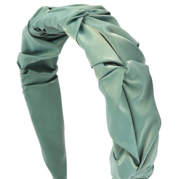 GREEN FAUX LEATHER WRINKLED FASHION HEAD BAND - Picture 3 of 4